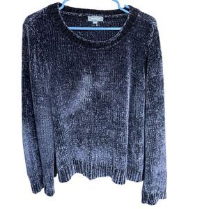Modcloth Sweater Chenille Blue Large Cozy Soft Colorful